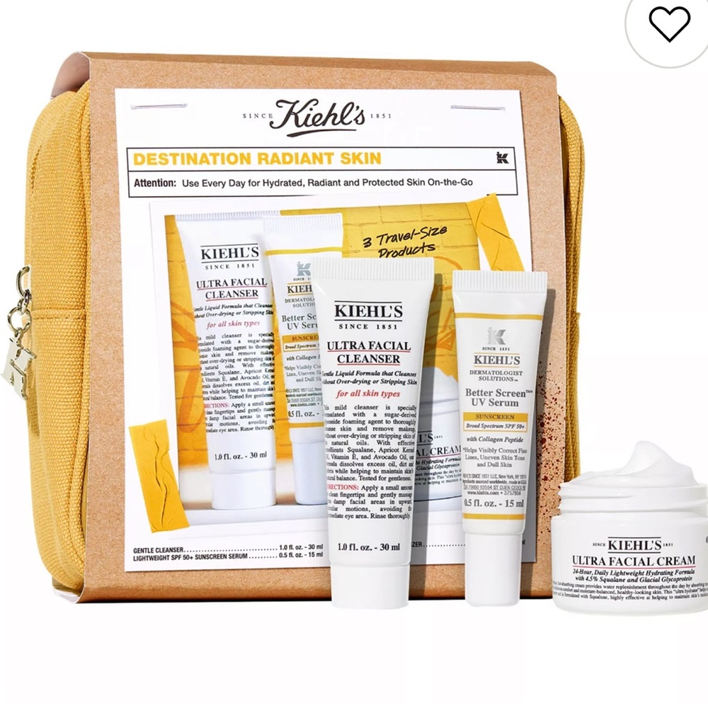 BNWT KIEHL’S DESTINATION RADIANT SKIN TRAVEL SIZE TRIO SET
